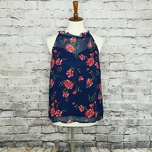 Monteau blue floral sleeveless top